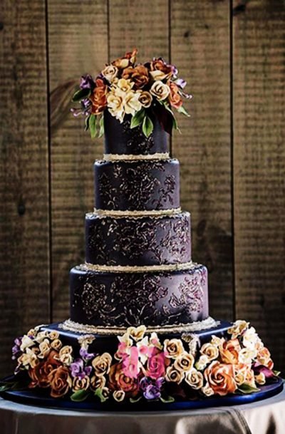 Fall Flowers Wedding Cake