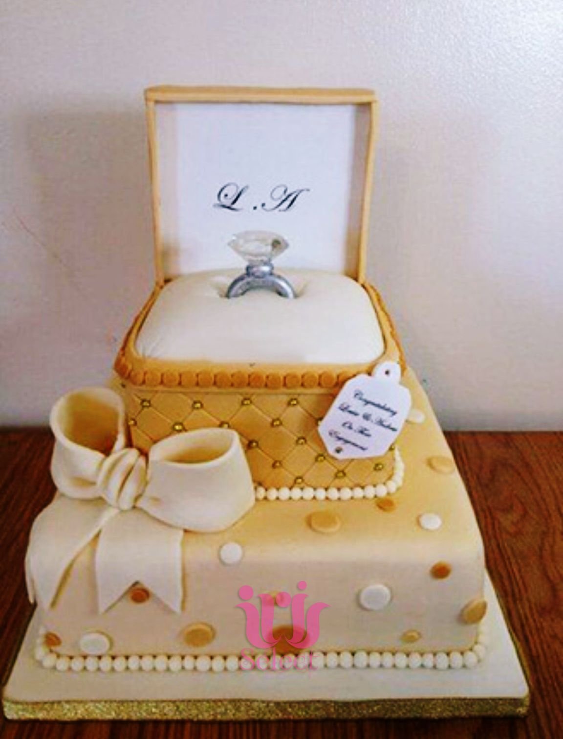 2 tier Ring box theme designer cake for Engagement | Engagement cake  design, Engagement party cake, Reception cake